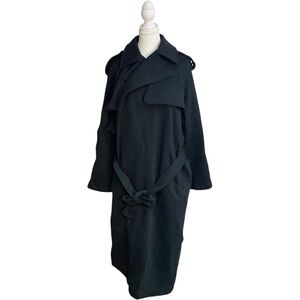 SKIMS Oversized Boyfriend Fleece Trench Coat Black